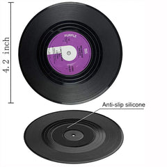 Vinyl Disk Coasters With Vinyl Record Player Holder