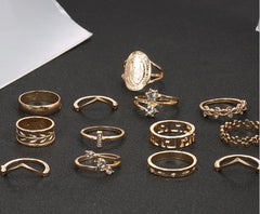 13 Pieces Medallion Ring Set With Austrian Crystals