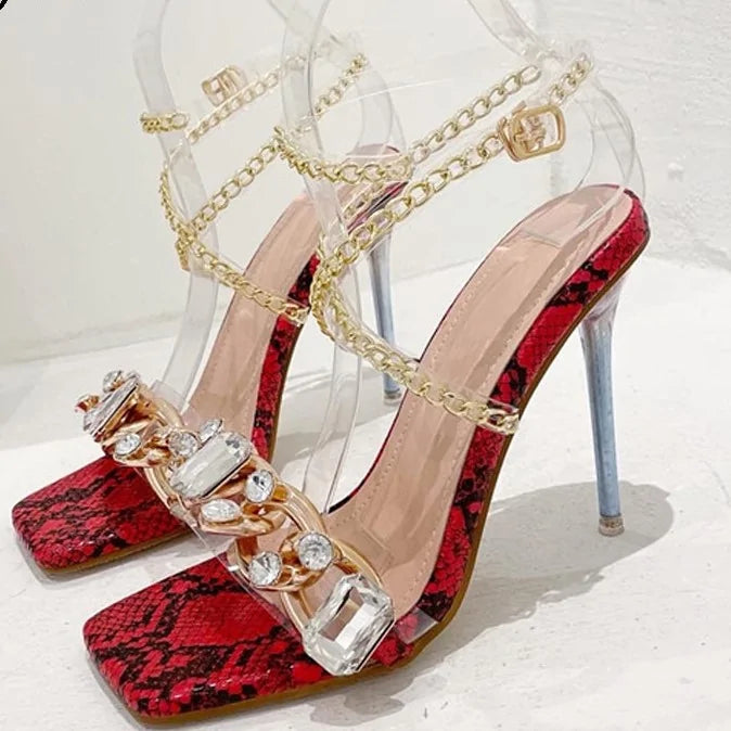 Crystal Chain Transparent Heels