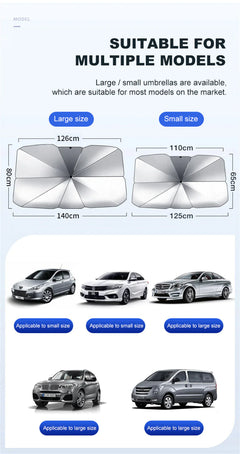 51" Car Windshield Sun Shade Foldable Umbrella Front Window Cover Visor Umbrella