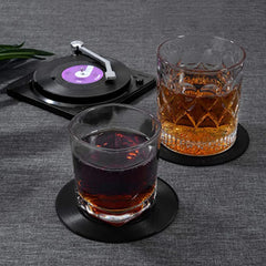 Vinyl Disk Coasters With Vinyl Record Player Holder