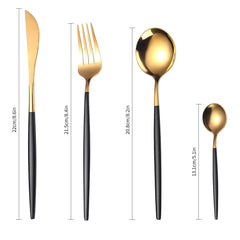 24pcs Gold Stainless Steel Cutlery Set