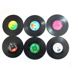 Vinyl Disk Coasters With Vinyl Record Player Holder